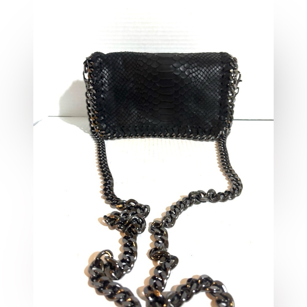 Borse in pelle snake skin print Black Chain Strap Women Bag